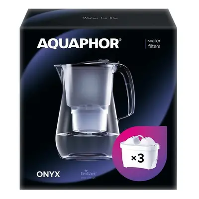 AQUAPHOR Onyx Water Filter Jug 4.2L, for reduction of limescale, Chlorine and other impurities, 