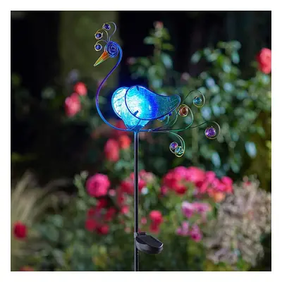 Solar Power Peacock Garden Crackle Ball Stake Light Novelty Animal