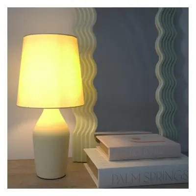 ValueLights Arlo Pair of Sunshine Ceramic Table Lamps & Yellow Shades