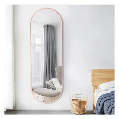 40 x cm Modern Oval Metal Full Length Wall Mirror Rose Gold