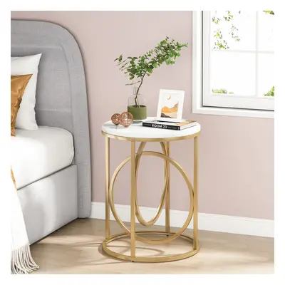 Tribesigns Modern Round End Table, Faux Marble Sofa Side Table