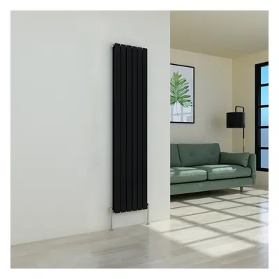 (1800 x 410mm Double, Black) Flat Panel Designer Radiator