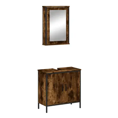 (smoked oak) vidaXL Bathroom Furniture Set Piece Storage Sink Cabinet Engineered Wood