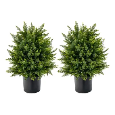 2 PCS Artificial Cedar Topiary Tree 50cm Faux Shrub Brush Potted Tree