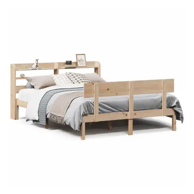 vidaXL Bed Frame with Headboard Bed Base 135x190 cm Double Solid Wood Pine