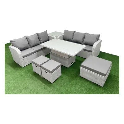 Fimous Outdoor Garden Furniture Sets Seater Wicker Rattan Furniture Sofa Sets with Stools Side T