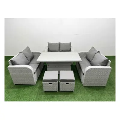 Fimous Seater PE Wicker Rattan Furniture Sofa Sets with Adjustable Lifting Dining or Coffee Tabl