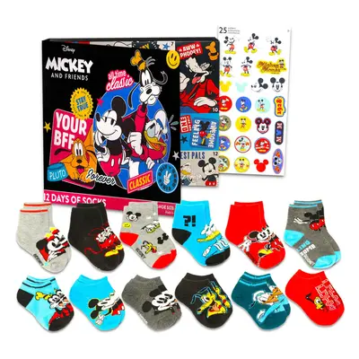 Mickey Mouse Christmas Advent Calendar Set - Bundle of Pairs of Toddler Socks for Boys Size Plus