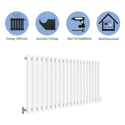 (Single, 600x1180mm) White Single/Double Oval Column Radiator