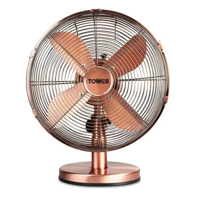 Tower T605000C 35W Metal Desk Fan with Speeds, Blades, Copper