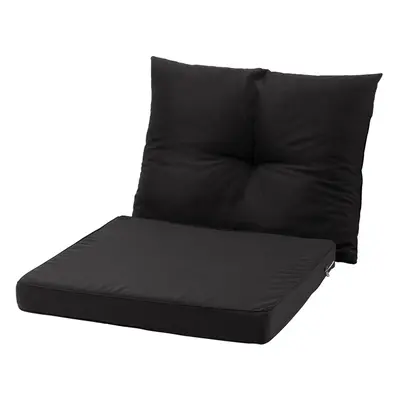 (Black) 2Pcs Outdoor Sofa Cushion Backrest Set