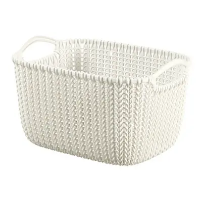 CURVER 226391ÃÂ Rectangular Knit-Effect Storage Basket, Plastic, Off-White, 29ÃÂ x 21.7ÃÂ x 1