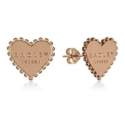 RADLEY Ladies 18ct Rose Gold Plated Sterling Silver Stud Edge Heart Shape Earrings RYJ1126