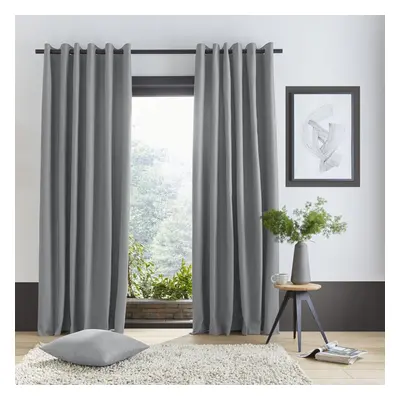 Pinsonic Chevron Eyelet Curtains Grey 46" x 72"