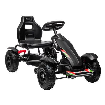 HOMCOM Children Pedal Go Kart w/ Adjustable Seat, Inflatable Tyres - Black