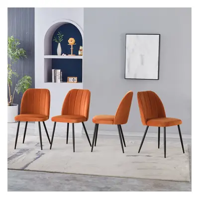 (Orange, 4PCS) 2X4X Velvet Dining Chairs Upholstered seat