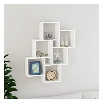 vidaXL Wall Cube Shelf White Chipboard Wall-Mounted Hanging Floating Shelf