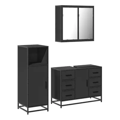 (black) vidaXL Piece Bathroom Furniture Set Black Engineered Wood bathroom cabinet