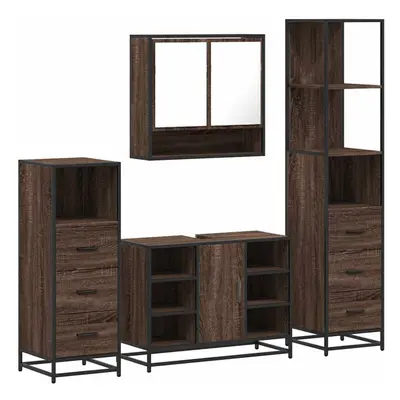 (brown oak) vidaXL 4ÃÂ Piece Bathroom Furniture SetÃÂ Sonoma Oak Engineered Wood