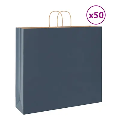 (blue, x x cm) vidaXL Paper Bags pcs with Handles Brown 15x8x21 cm Grocery Paper Gift Bag