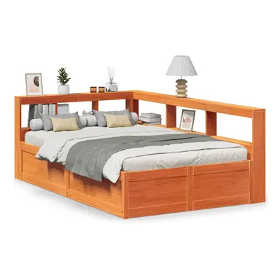 (wax brown, x cm) vidaXL Bookcase Bed without Mattress Wax Brown 200x200cm Solid Wood Pine bed