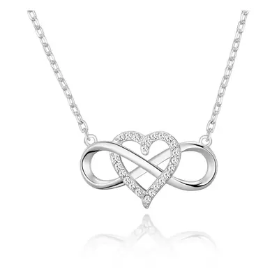 Silver Plated Infinity Heart Necklace Created with Swarovski Crystals