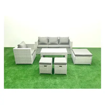 Fimous Rattan Garden Furniture Set Pieces Outdoor Garden Sofa Oblong Coffee Table Set with Chair