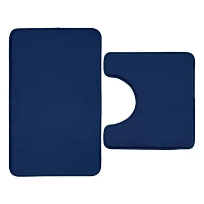 Antibacterial Memory Foam Bath & Ped Mat Navy