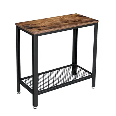 VASAGLE Industrial Side Table End Table Bedside Table With Mesh Shelf, Easy Assembly, Narrow and