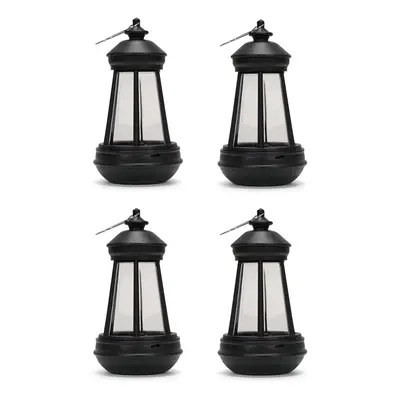 Pack of Solar Powered Black Hanging Lantern Lights for Patio Decor Solar Light Outdoor Garden