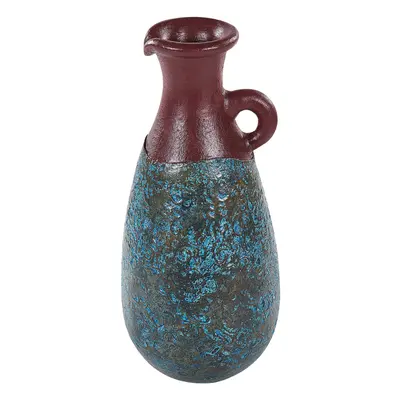 Terracotta Decorative Vase cm Blue and Brown VELIA