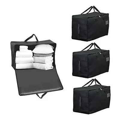 Extra Large Canvas Fabric Laundry Washing Storage Bag (Pack of 4, Black, 100L)