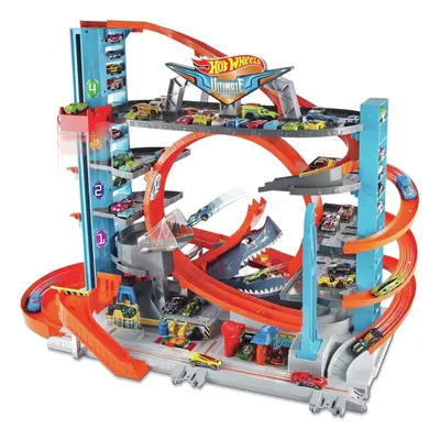 Hot Wheels FTB69 City Garage with Loops and Shark with Diecast Cars