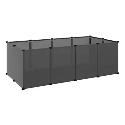 (black) vidaXL Small Animal Cage PP and Steel Animal Supply House Black/Transparent