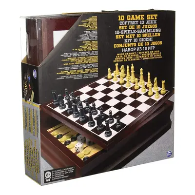 Classic Wood Family Game Set Black & Gold Board Game