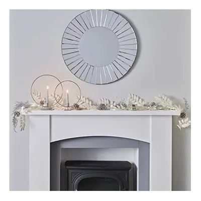 Ginger Ray White & Silver Artificial Foliage Berry Glitter Garland Christmas Fireplace Decoratio