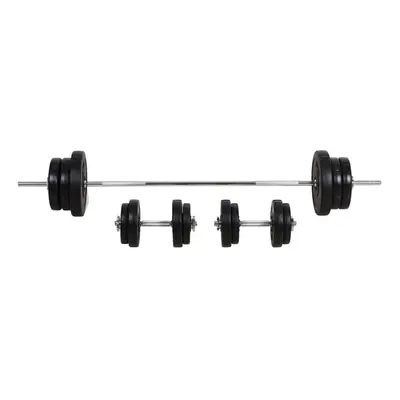 HOMCOM Dumbbell and Barbell Set with 65kg Adjustable Weights, for Home Gym