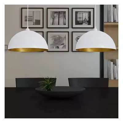 vidaXL 2x Ceiling Lamp Height-adjustable Semi-spherical White Lighting Fixture