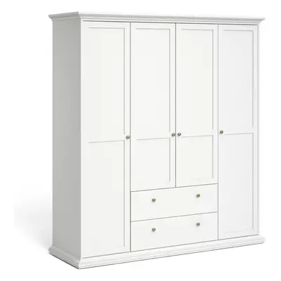 Paris Wardrobe with Doors and Drawers in White