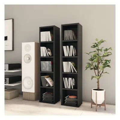 vidaXL 2x CD Cabinets Black Chipboard Media Storage Rack Bookcase Display Unit