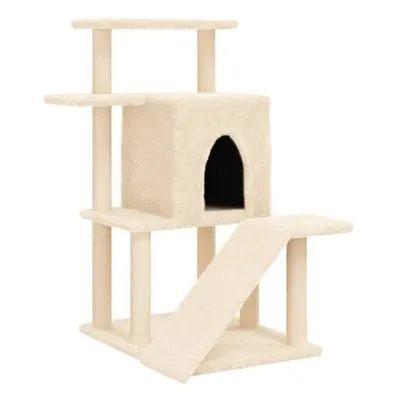 (cream) vidaXL Cat Tree with Sisal Scratching Posts Cat Scratch Tower Climbing Tree