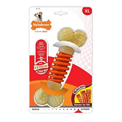 Nylabone Extreme Tough Pro Action Dog Chew Toy, Cleans Teeth, Bacon Flavour, XL, for Dogs Over k