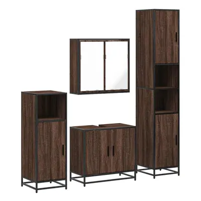 (brown oak) vidaXL 4ÃÂ Piece Bathroom Furniture SetÃÂ Brown Oak Engineered Wood