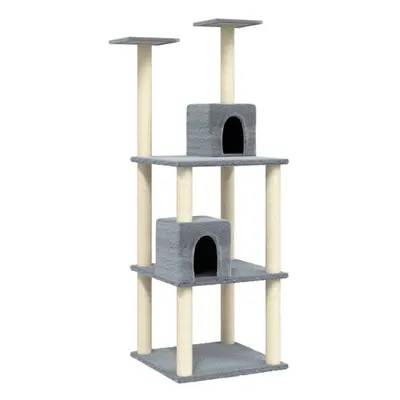 vidaXL Cat Tree with Sisal Scratching Posts Light Grey Pet Cat Tower Climber