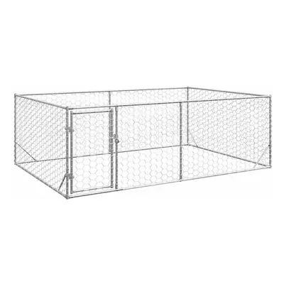 (3 x x m) vidaXL Outdoor Dog Kennel with Door 2x1x1 m Galvanised Steel outdoor dog cage