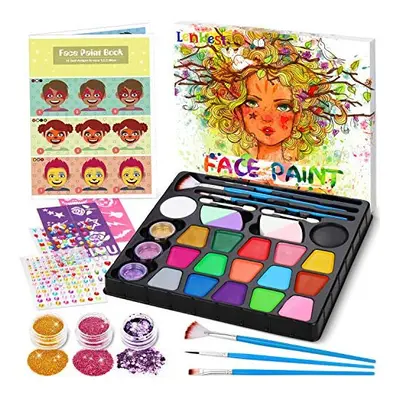 lenbest Face Paint Kit for Kids - Color Face Painting Set Professional Palette Washable - Metall