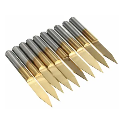 10pcs 3.175mm Shank Degree Cutter 0.1mm V-shape Titanium Coated Carbide PCB Engraving Bit