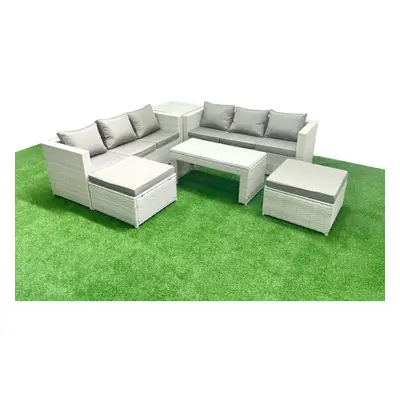 Fimous Seater Garden Outdoor Rattan Furniture Set Rattan Garden Sofa Oblong Coffee Table with Bi