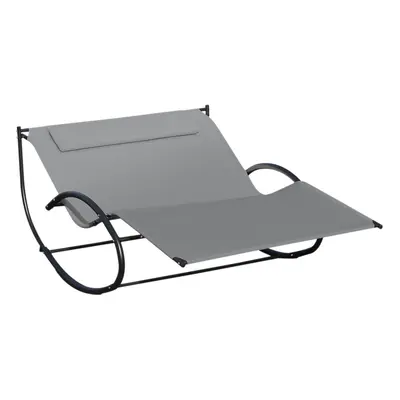 2-Person Outsunny Grey Metal Texteline Hammock Chair