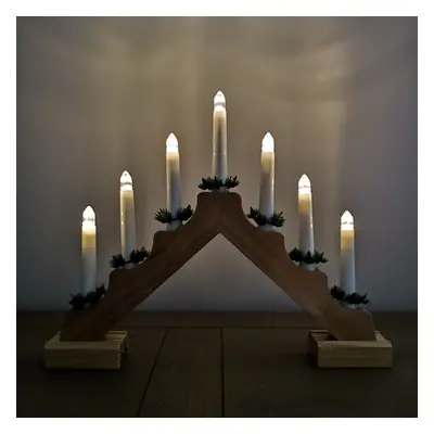 Christmas W White BATTERY 31cm Indoor Pine Wood Candle Arch bridge